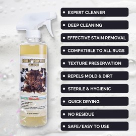 rodeo Cowhide Rug/Carpet Cleaning Solution Shampoo - Cowhide Carpet Spot Cleaner & Rug Cleaner Solution - Deep Cleaning Carpet Cleaner for Hide Rugs & Upholstery - Lemon Scent, USA-Made, 16oz