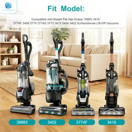 39883 Filters for Bissell Pet Hair Eraser 39883 3418 3774F 3409 3774 3774G 3775 3415 3404 3402 SurfaceSense Lift-Off Vacuums (2Filter+4Foam)