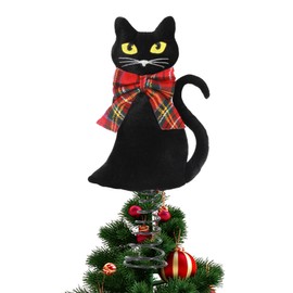 Black Cat Tree Topper for Christmas Decor
