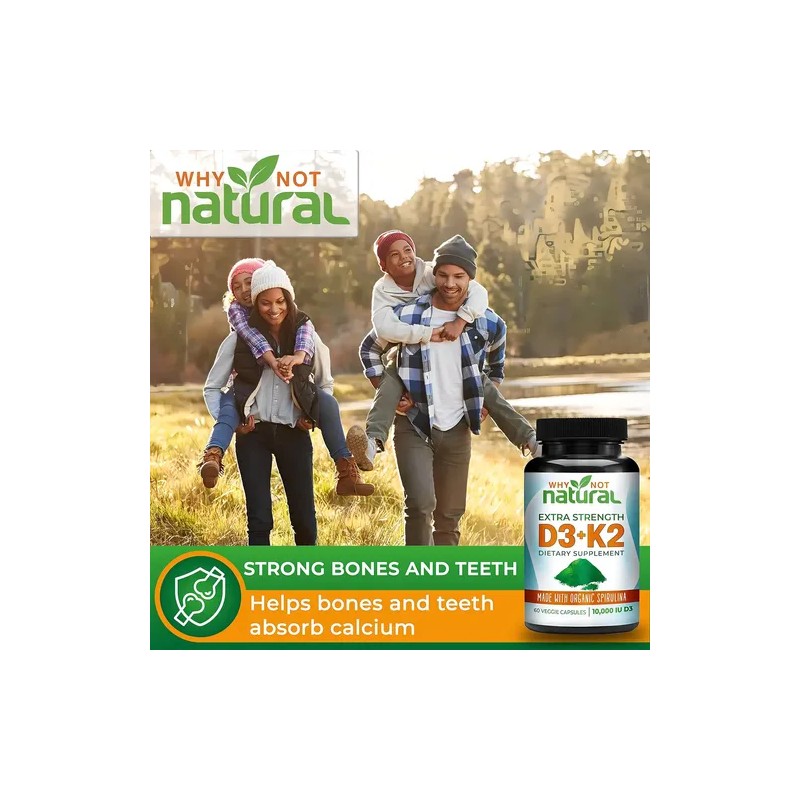 Why Not Natural Vitamina D3 10,000IU K2 60 Cápsulas Salud