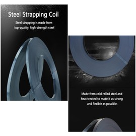 NVOYAJUAN Bluing Steel Strapping Coil 5/8" x .020" x 311' Metal Banding Strap Break Strength 1550 lbs Heavy Duty Pallet Strapping Roll