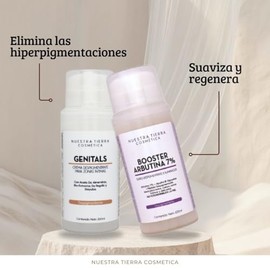 Nuestra Tierra Cosmética Kit Despigmentante para Zonas Íntimas, Crema Genitals y Booster Arbutina 7%, 100ml cada uno