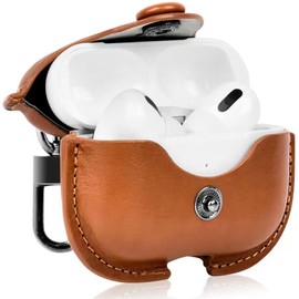 KANOYO AirPods Pro Case, AirPods Pro 2 Case, Genuine Leather, Italian Leather, Air Pots Pro Case, Cover, Airpods Pro 1/2 Protective Case, Full Protection, Shockproof, Front LED Lamp Viewing, Wireless