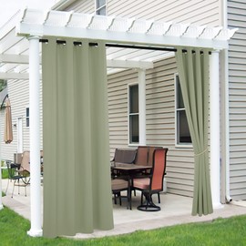 RYB HOME Outdoor Curtains Blackout - 2 Panels Outside Curtains Waterproof Thermal Insulating for Patio Porch Garage Garden Gazebo Universal Replacement Sidewall, W 52 x L 96 inch, Sage Green