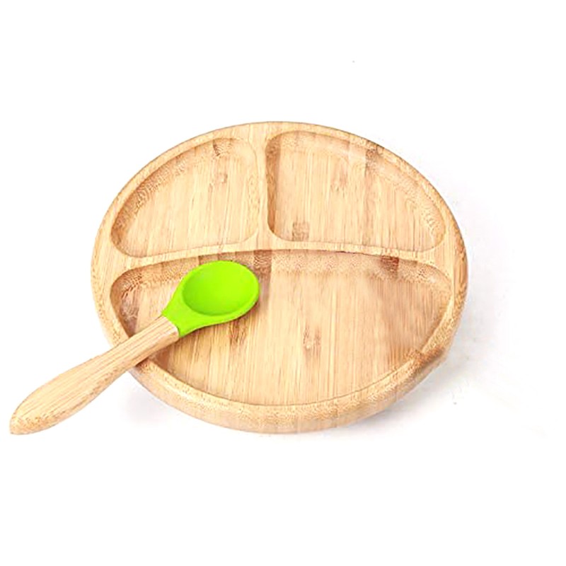 Baby Dinner Plates Portable Non Slip Baby Suction Plate Bamboo