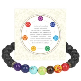 SHIEAGLELD 7 Chakra Yoga Armband, Echte Heilsteine, Lava Stein Armbänder, Handgemachte Natürliche Edelsteine Quarz Schmuck, Healing Reiki Energietherapie für Damen Herren