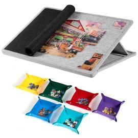 Lavievert 1000 Piece Tilting Puzzle Board with 6 Colored Sorting Trays & Cover, Lightweight Felt Puzzle Mat with 3 Angle Adjustable Stand, Portable Jigsaw Puzzle Table with Non-Slip Surface for Adults
