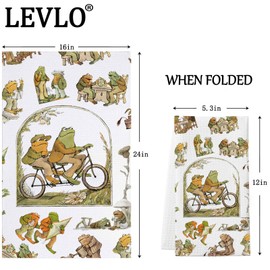 LEVLO Frog and Toad Arnold Lobel Kitchen Towel Frog and Toad Fans Gift Humour Frog and Toad Character Tea Towel Frog and Toad Housewarming Gift (Frog & ToadTowel)