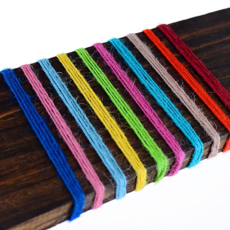 1000 Feet (c.333 Yards) 2mm 3 ply Colourful Natural Jute