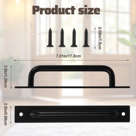 Pack of 2 Sliding Door Handles, Door Handles, Sliding Doors, Black with 4 Screws, Robust Vintage Cast Iron Door Handle Plate, Balcony Door, Exterior Furniture Handles, Barn Door Handles for Barn Door