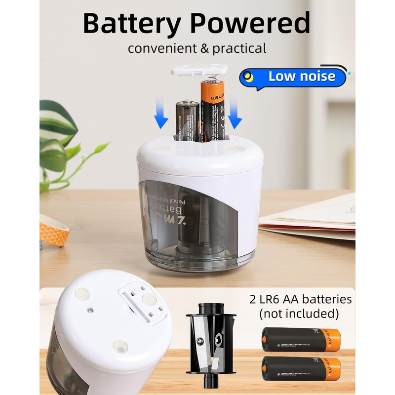 ZMOL Battery Powered Electric Pencil Sharpener,Small Battery Operated Pencil Sharpeners