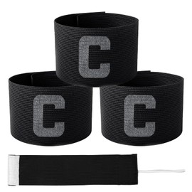Tyqour 3 Pcs Captain Arm Bands for Soccer, 12.01 X 2.76 Inch Soccer Captain Armband Adjustable Soccer Captain Armband, Football Accessories for Adult Youth Soccer Team (Black)