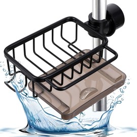 Giantree Kitchen Sink Faucet Storage Rack, Sink Holder for Brush and Sponge Faucet Dishwashing Sponge Rack Kitchen Sponge Holder for Kitchen Sink Suction for 0.7-1.1 Inch Round Water Pipes