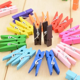 VORCOOL Pack of 100 Mini Wooden Pegs, Natural Wooden Clothes Pegs, Photo Clips for DIY Craft Decoration (Pink)