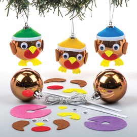 Baker Ross AV479 Robin Bauble Kits for The Christmas Tree — Creative Art and Craft Supplies for Kids to Make, Personalise and Decorate (Pack of 6), Assorted, Pack of 1