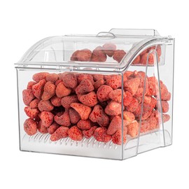 Restaurantware Met Lux 1.6 Gallon Food Storage Container, 1 Airtight Treat Box - With Scoop, Holds Up To 25 Cups, Clear Plastic Cereal Container With Lid, For Kitchen Or Pantry Organization