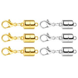SUTQIGUI Magnetic Necklace Clasp and Closures with Lobster Clasp, 14K Gold and Silver Bracelet Necklace Extenders for Women Magnetic Jewelry Clasps for Necklaces(6PCS)
