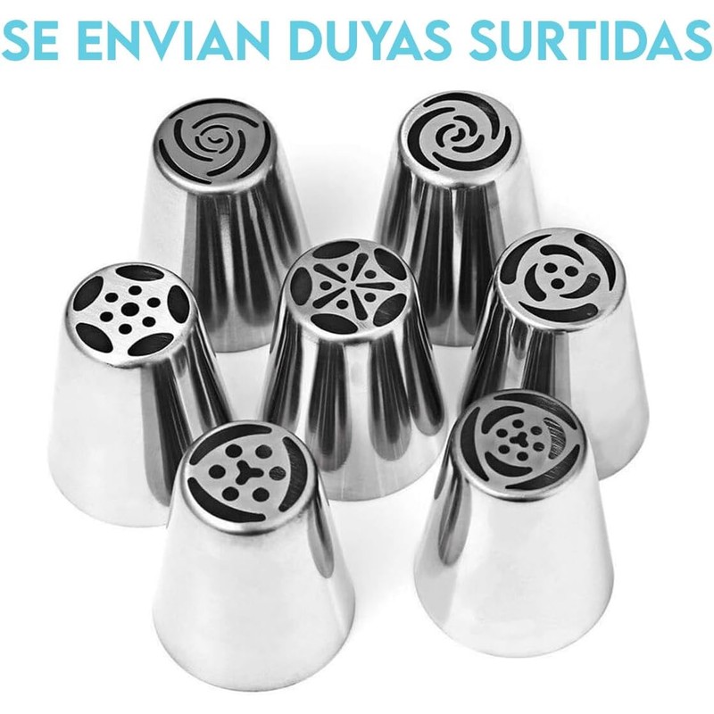 Lecute Set 9 Boquillas Duya Glaseado Acero Manga Pastelera Reutilizables
