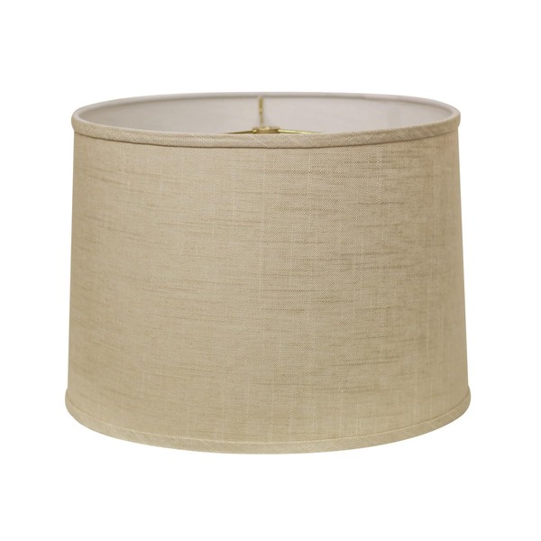 Slant Retro Drum Hardback Lampshade - White Linen, Washer Fitter