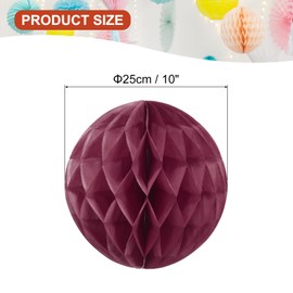 PATIKIL 10" Tissue Paper Pom Poms Flower Balls, 10 Pack Party Hanging Paper Flower Balls Decoration for Birthday Wedding Home Backdrop Decor, Burgundy