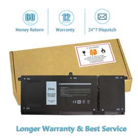 53Wh H5CKD 15V Battery for Dell Inspiron 5300 5301 5401 5402 5408 5409 5501 5502 5505 5508 5509 5400 5406 7405 7300 7306 7500 7506 2-in-1 Silver Latitude 3410 3510 Vostro 5301 5401 5402 5501 9077G