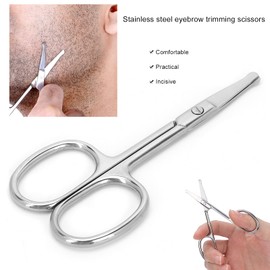 Tijeras para Bigote, Tijeras para Pelo de Nariz de Acero Inoxidable, Tijeras de Punta Redondeada para Cejas, Nariz, Bigote, Barba (MJ-WB094)