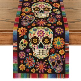 Artoid Mode Camino de Mesa Día de Muertos Calavera de azúcar, 33x183 cm