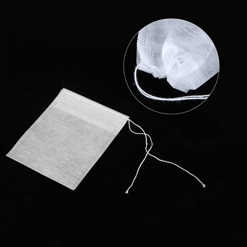 100Pcs 7x9cm Disposable Safe Tea Bags with Drawstring, Tea Bags,