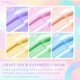 INPING UV Nagellack Pastell, 6 Farben Pastell Fr√ºhling und Sommer Gel Nail Polish, Blau Gr√ºn Gelb Rosa Lila Gel Nagellack, Soak-Off UV Gel Nagellack f√ºr Anf√§nger Kunst Salon DIY, 8ML