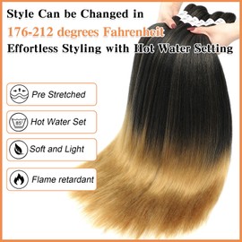 Two Tone Braiding Hair Pre Stretched,26 Inch 8 Pack Prestretched Braiding Hair For Braid Women Hair,Professional Ombre Synthetic Hair For Knotless Crochet Braids,Soft Yaki Straight(26in,8pc,T27)