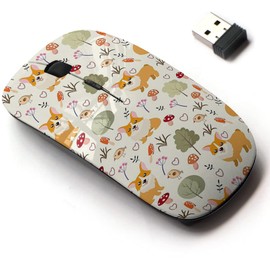 2.4G Wireless Mouse with Cute Pattern Design for All Laptops and Desktops with Nano Receiver - Kids Corgi
