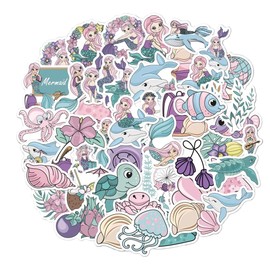 HNTR Mermaid Stickers | 50 Purple Turquoise Sea Themed Decals