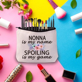 PWHAOO Grandma Nonna Gift Nonna Is My Name Spoiling Is My Game Best Nonna Ever Cosmetic Make Up Storage Bag Gift (Nonna Bag)