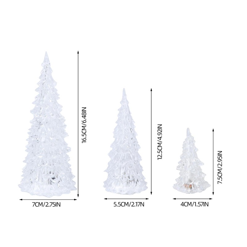 HOMSFOU Lighted Christmas Tree 3pcs Mini Tabletop Acrylic Christmas Tree