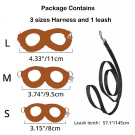 3 Pack Sugar Glider Harness and Leash Set Small Animal Training Walking Vest for Squirrel Hamster Rat-Black