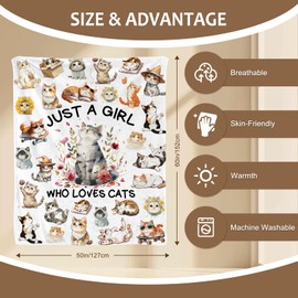 Yasrlvun Cat Lovers Gifts for Women Cat-Themed Gift for Women 50 x 60 In Cats Lover Blanket Cute Christmas Thanksgivings Present