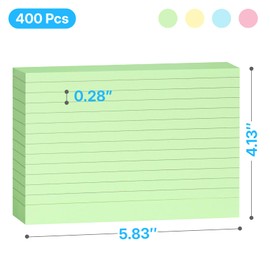 OWLKELA A6 400Pcs Flash Cards, Index Cards 4 Colours (5.83 * 4.13inches), Revision Card for Studying,Working, Note Card for Office, School and Home