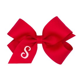 Wee Ones Girls' Initial It Monogram Hair Bows on a WeeStay No Slip Hair Clip, For All Ages and Hair Types, Red Bow, Medium Size, Letter S