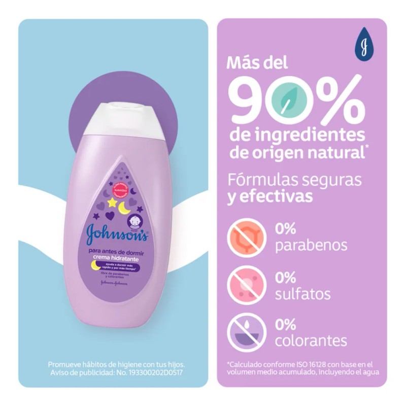 Johnson's crema corporal para bebé antes de dormir 200 ml