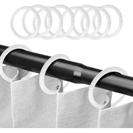 JAONLD 100 Pcs Shower Curtain Rings Plastic O-Shape Hanger Round Shower Pole Ring Hooks Decorative Rustproof Bath Drape Loop Clip for Bathroom, Tub, Changing Room, Windows Home Decoration(White)