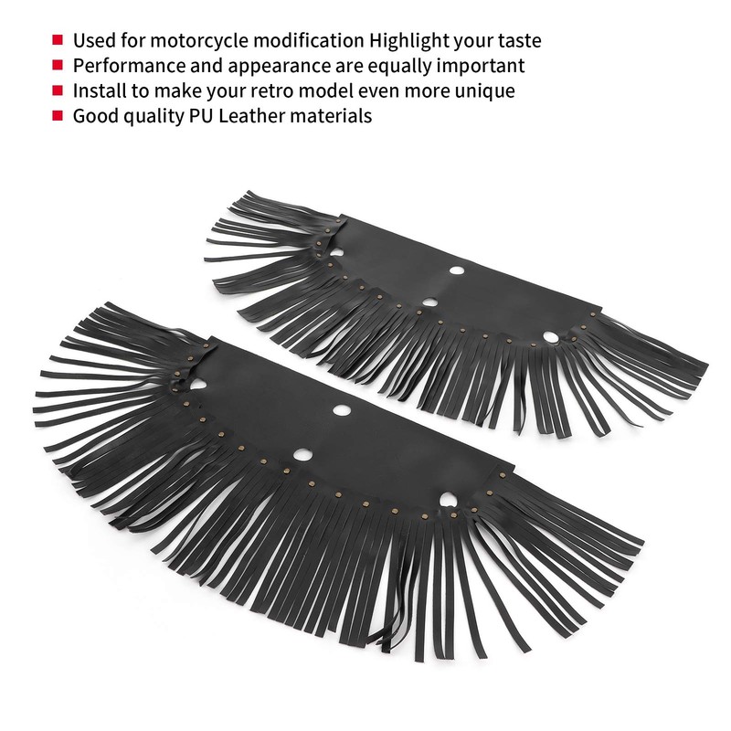 KIMISS Motorcycle Floorboard Fringe, 2Pcs Motorcycle Floorboard Fringe PU Leather