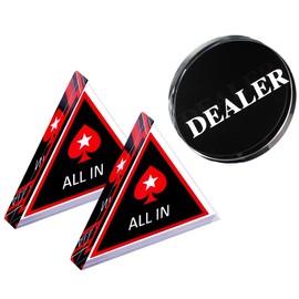 VIEAURA Dealer Buttons, All-In Set, 1 Dealer, All In 2 Pieces, Dealer All In Poker Casino, Clear, Chip, Game Playing Cards, Artificial Crystal, Acrylic