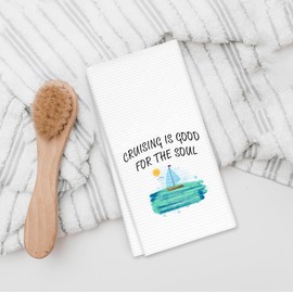 fZSZSD Nautical Cruising Kitchen Towels, Ocean Sailboat Coastal Dish Towel for Kitchen, Gifts for Cruise Lovers Tea Towels, Beach Nautical Hand Towel for Bathroom, 16x24 Inch