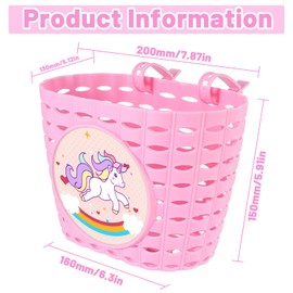 Children's Bicycle Basket, Waterproof and Robust Portable Bicycle Basket Made of Plastic, Bicycle Accessories, Children for School, Outdoor, Cycling