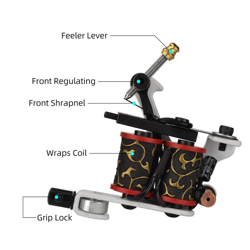 Coil Tattoo Machine Professional Iron Frame 10 Wraps Coil Liner