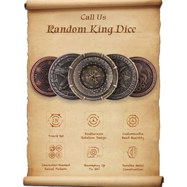 Random King Dice Spinner Dice Metal DND Dice Set 7-in-2 Dual-Spin Wheels Dice Set Unique Dice Pocket D20 Fidget Dice for Dungeons and Dragons DND Gifts- Dice King