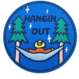 Obokata Embroidered Iron On Patches, Camping Applique Patch, Hangin Out Natural View Sew On Patch for Vest Jackets, Clothing, Hats, Backbags & Jeans.