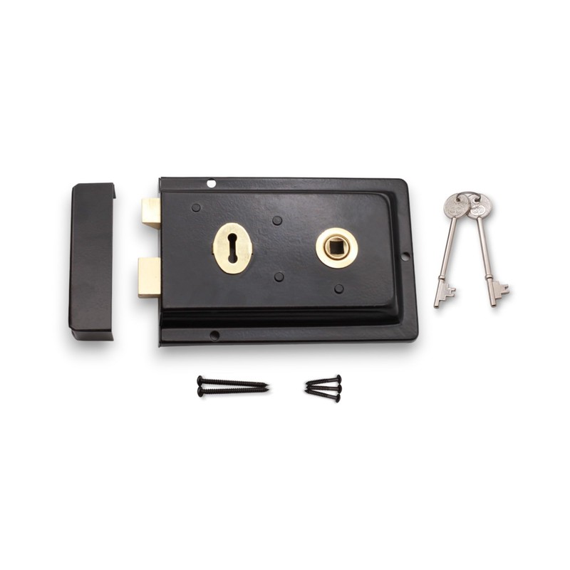Infinity Decor Fluted Epoxy Black Rim Lock Latch Set –