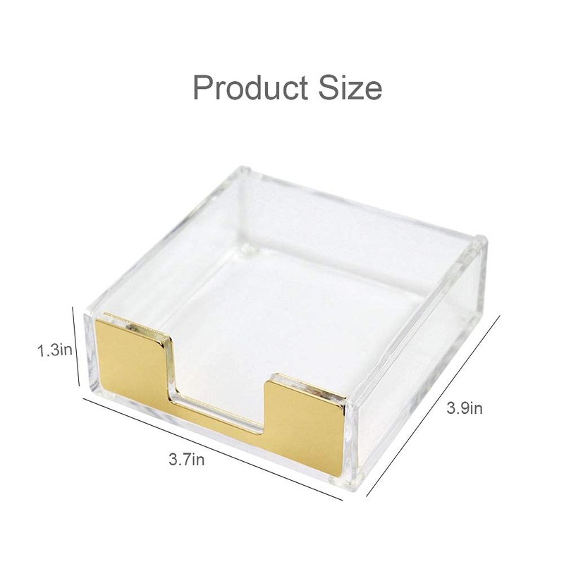 MultiBey Clear Gold Acrylic Sticky Note Pad Holder for Desk,