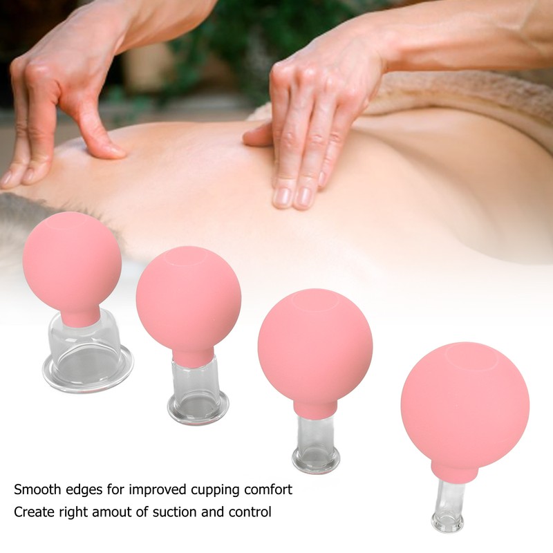 4pcs Glass Face Cupping Set Silicone Lymphatic Drainage Skin Lifting
